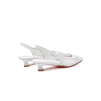 レディース 編み込みレザー ローヒール スリングバックパンプス ホワイト - Santoni - 2