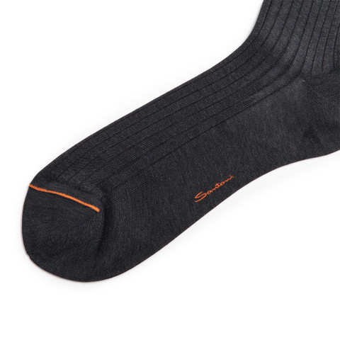 Grey Filo di Scozia mercerised cotton high socks - Santoni - 2