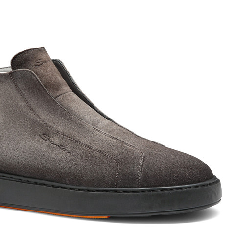 Men's grey suede slip-on sneaker - Santoni - 6