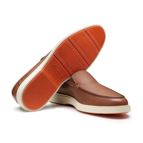 Men's brown leather loafer - Santoni - 3