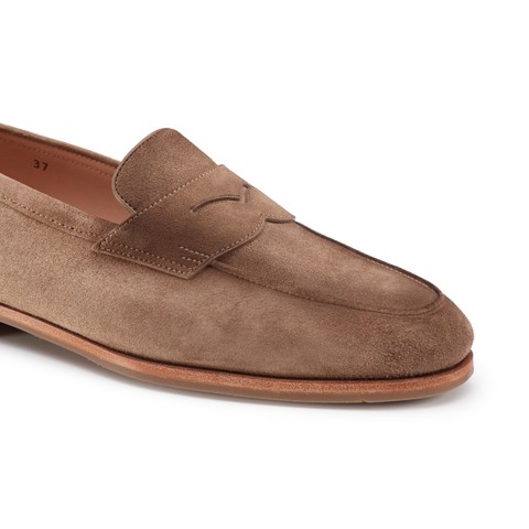 Women's beige suede Carla loafer - Santoni - 5