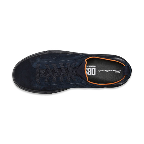 Men's blue suede and leather slip-on sneaker - Santoni - 5