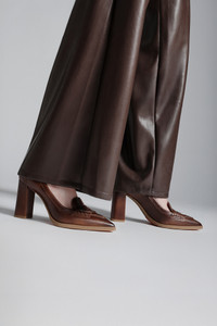Women's brown leather high-heel pump - Santoni - editorial