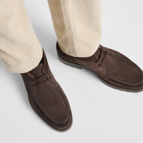 Men's dark brown suede desert boot - Santoni - 7