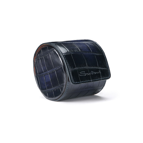 Funda para reloj pequeña en piel de aligátor azul - Santoni - 2
