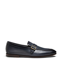 Men's blue leather single monk strap loafer - Santoni - 1