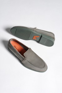 Men's green suede loafer - Santoni - editorial