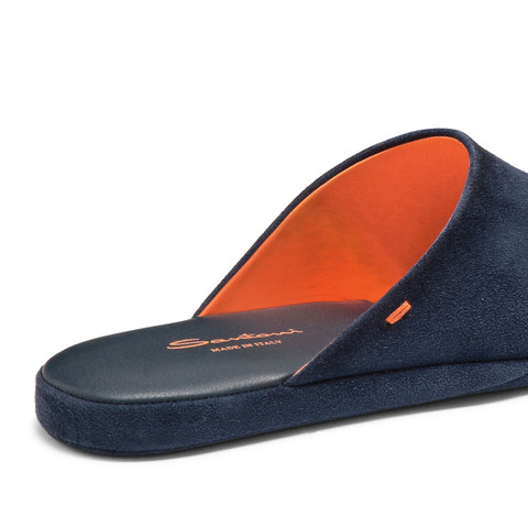 Men&rsquo;s blue suede slipper - Santoni - 9