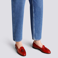Women's red patent leather Andrea tassel loafer - Santoni - 2