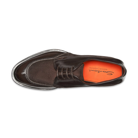 Men’s dark brown leather and suede Derby shoe - Santoni - 4