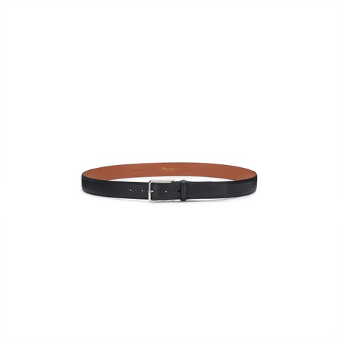 Black tumbled leather adjustable belt - Santoni - 3