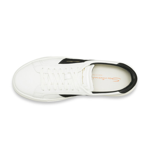 Men’s white and black leather double buckle sneaker - Santoni - 5
