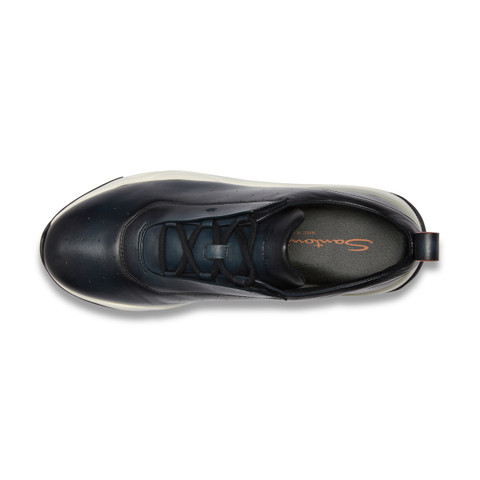 Men's blue leather sneaker - Santoni - 5