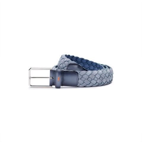 Light blue woven suede belt - Santoni - 1
