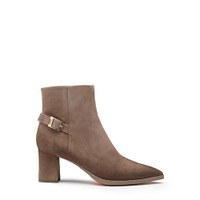 Women's dove grey suede mid-heel ankle boot - Santoni - 1