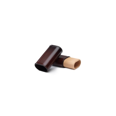 Cohiba cigar case in cedar wood covered in brown leather - Santoni - 3