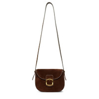 Dark brown suede crossbody bag - Santoni - 1