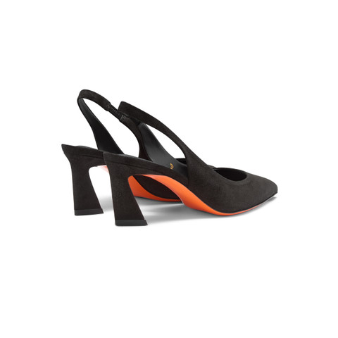 Women's black suede mid-heel slingback - Santoni - 3