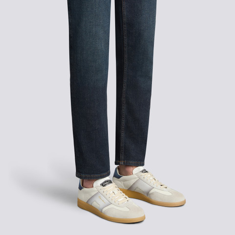 Sneaker DBS Oly da uomo in pelle e suede bianco, grigio e blu - Santoni - 2