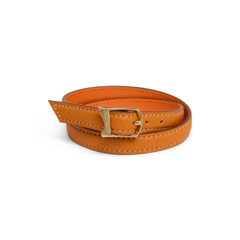 Orange tumbled leather bracelet - Santoni - 1