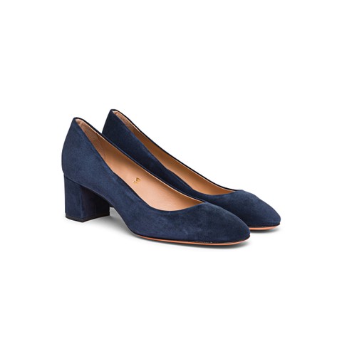 Women's blue suede mid-heel pump - Santoni - 3