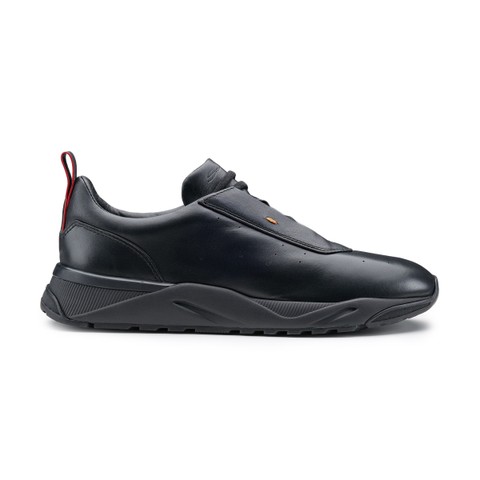 Men's black leather sneaker - Santoni - 1