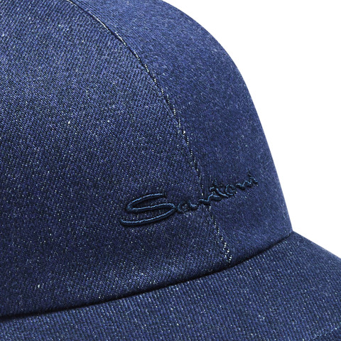 Men's blue cotton baseball cap - Santoni - 3