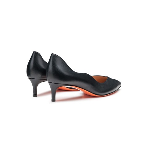 Women's black leather mid-heel pump - Santoni - 3