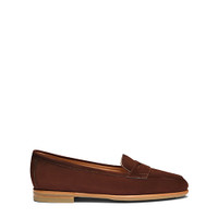 Women's dark brown suede Carla loafer - Santoni - 1