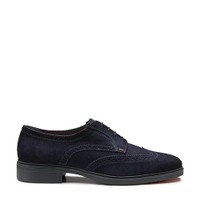 Men's blue suede Easy brogue lace-up - Santoni - 1