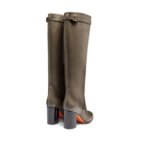 Graue Stiefel für Damen aus Leder mit hohem Absatz - Santoni - 3