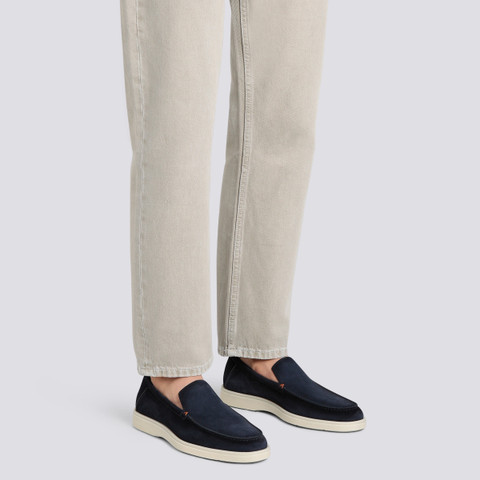 Men&rsquo;s blue suede loafer - Santoni - 2