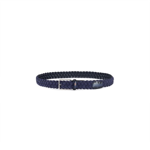 Blue woven suede belt - Santoni - 4