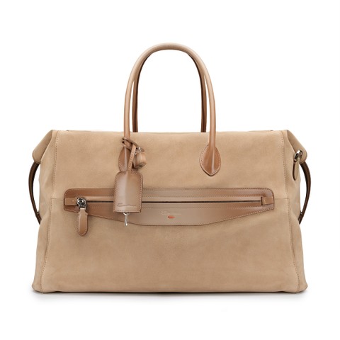 Beige suede and leather weekend bag - Santoni - 1