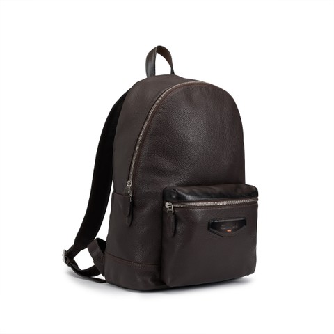 Dark brown leather backpack - Santoni - 2