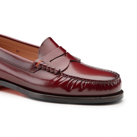 Mocassino penny da donna in pelle bordeaux - Santoni - 5