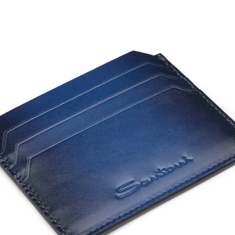 Blue leather credit card holder - Santoni - 5