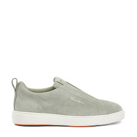 Gr&uuml;ne Slip-on-Sneakers f&uuml;r Herren aus Wildleder - Santoni - 1