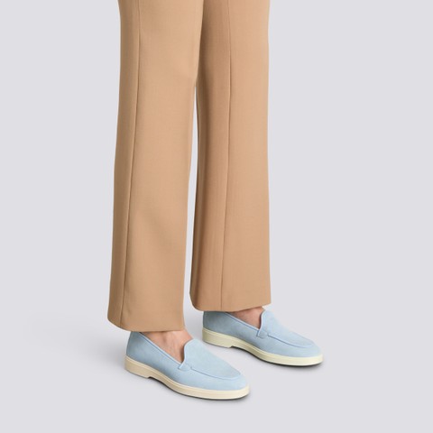 حذاء لوفر نسائي من جلد السويد بلون أزرق فاتح - Santoni - 2