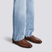 Men's brown tumbled leather Carlo penny loafer - Santoni - 2