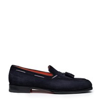 Men's blue suede tassel loafer - Santoni - 1