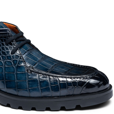 Men's blue alligator leather desert boot - Santoni - 5