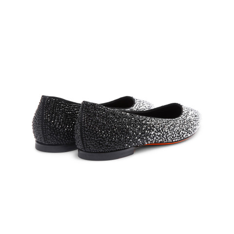Women's black suede and strass ballet flat - Santoni - 3