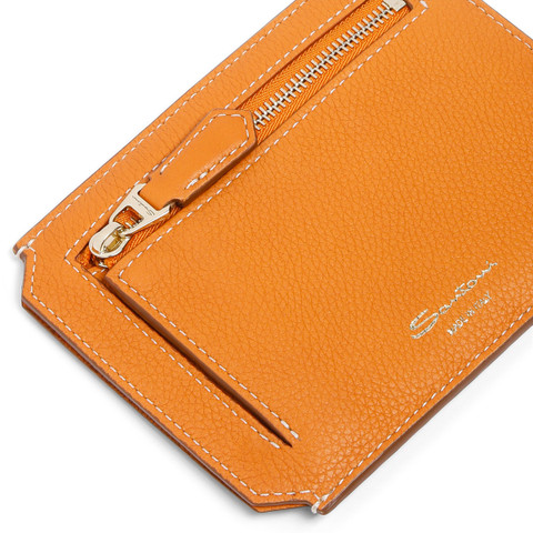 Orange tumbled leather document holder - Santoni - 4