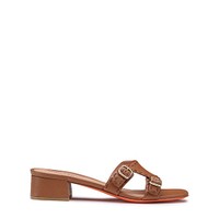 Women's brown leather low-heel Didi sandal - Santoni - 1