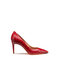 Women's red crocodile leather high-heel pump - Santoni - 1