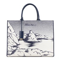 Blue fabric shopper - Santoni - 1