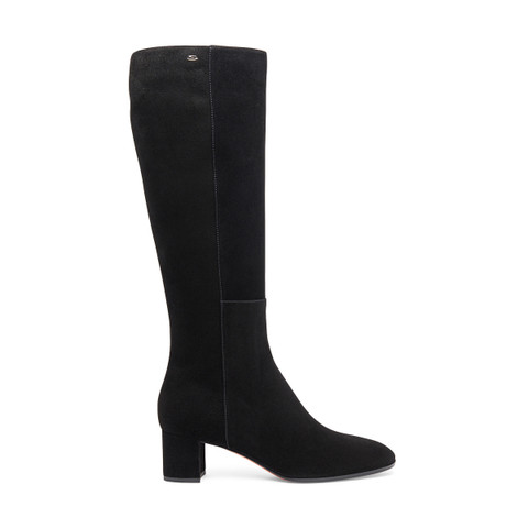 Women&rsquo;s black suede mid-heel boot - Santoni - 1