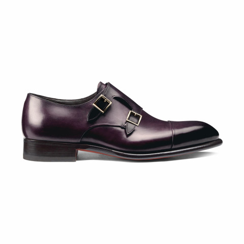 Men's purple leather double-buckle shoe - Santoni - 2.0