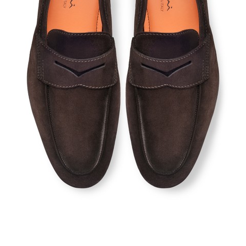 Men's dark brown suede Carlo penny loafer